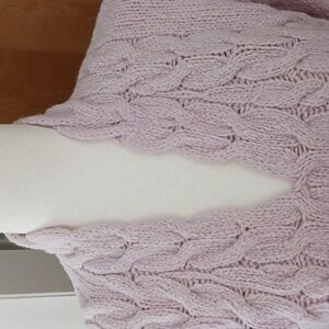 Irelandseye Sweater V Neck Long Sleeve Wool Cashmere Cable Purple Xl